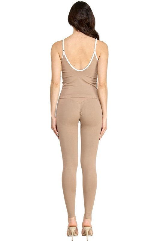 Cami Tank & High Waist Leggings Set – Contrast Active Set