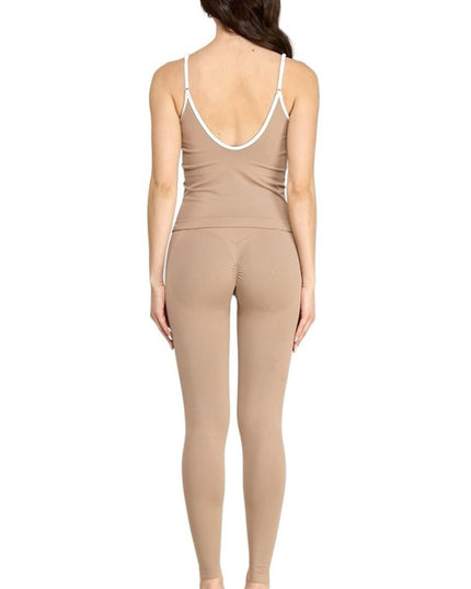 Cami Tank & High Waist Leggings Set – Contrast Active Set
