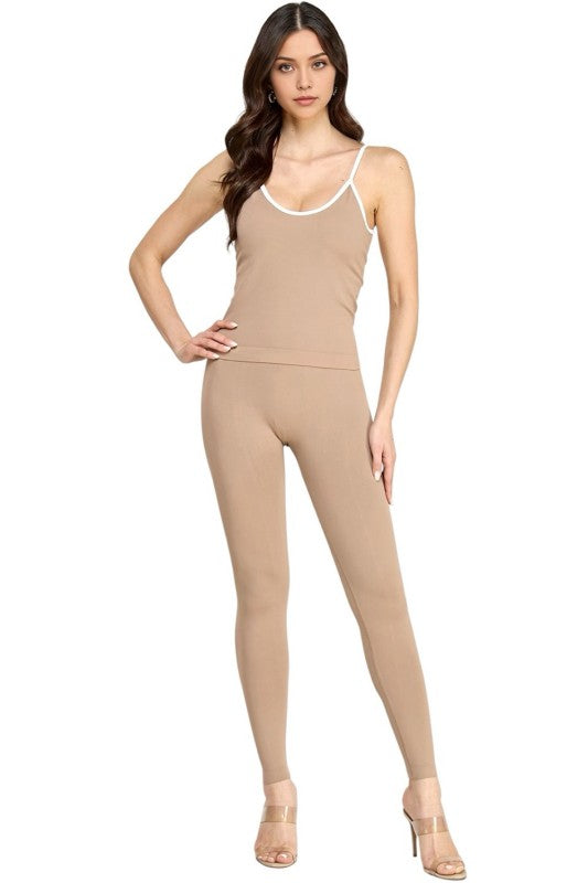 Cami Tank & High Waist Leggings Set – Contrast Active Set