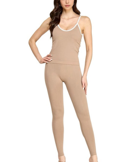 Cami Tank & High Waist Leggings Set – Contrast Active Set