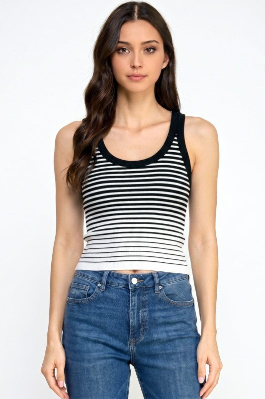 Fitted Stretch Racerback Tank Top – Stripe Active Style