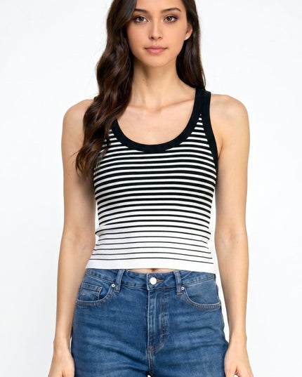 Fitted Stretch Racerback Tank Top – Stripe Active Style