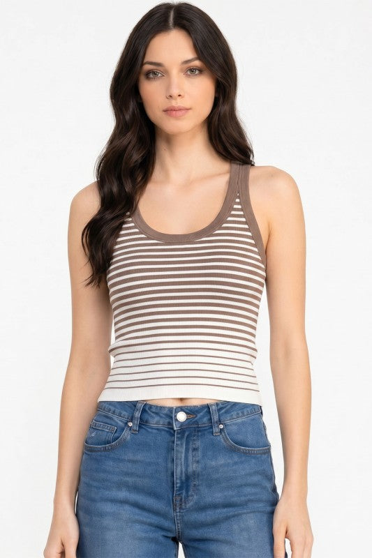 Fitted Stretch Racerback Tank Top – Stripe Active Style