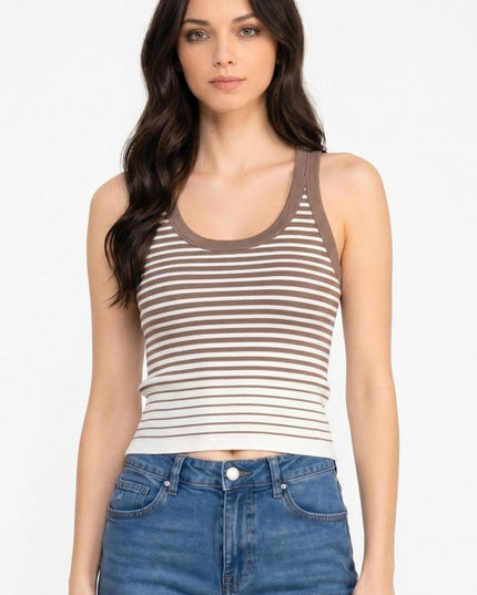 Fitted Stretch Racerback Tank Top – Stripe Active Style