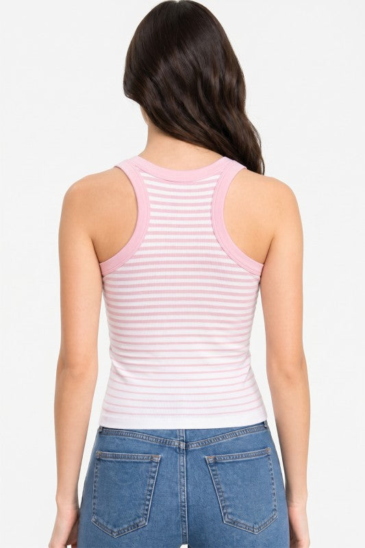 Fitted Stretch Racerback Tank Top – Stripe Active Style