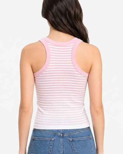Fitted Stretch Racerback Tank Top – Stripe Active Style