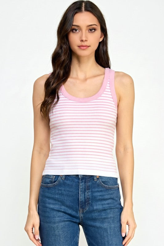 Fitted Stretch Racerback Tank Top – Stripe Active Style