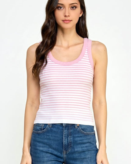 Fitted Stretch Racerback Tank Top – Stripe Active Style