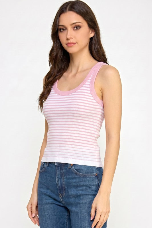 Fitted Stretch Racerback Tank Top – Stripe Active Style
