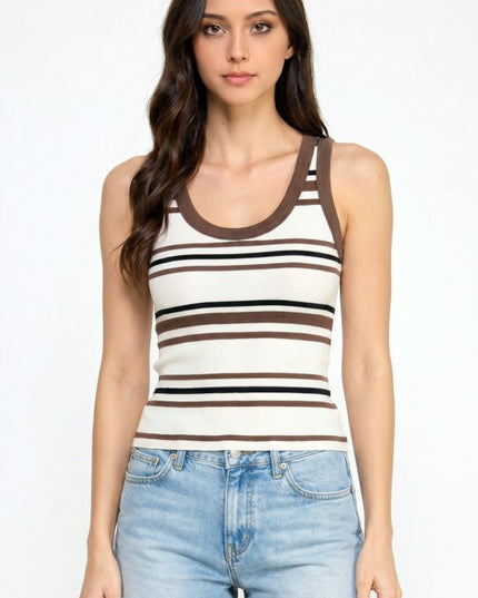 Fitted Racerback Tank Top – Multi Stripe Active Style