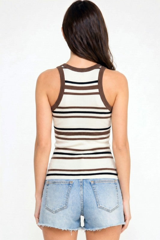 Fitted Racerback Tank Top – Multi Stripe Active Style