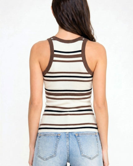 Fitted Racerback Tank Top – Multi Stripe Active Style