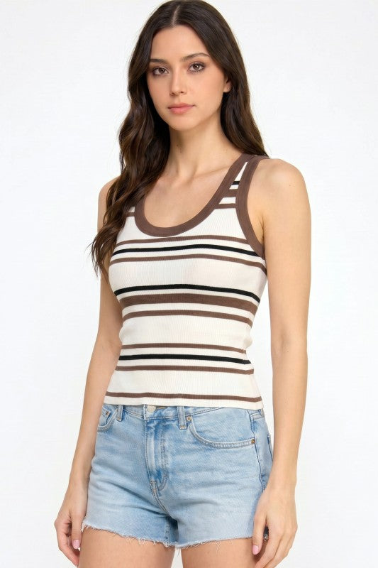 Fitted Racerback Tank Top – Multi Stripe Active Style