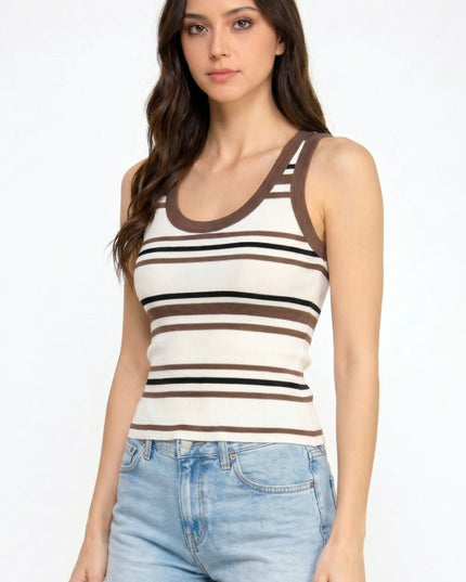Fitted Racerback Tank Top – Multi Stripe Active Style