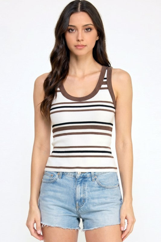 Fitted Racerback Tank Top – Multi Stripe Active Style
