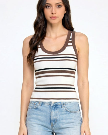 Fitted Racerback Tank Top – Multi Stripe Active Style