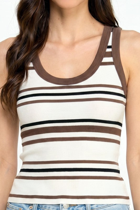 Fitted Racerback Tank Top – Multi Stripe Active Style