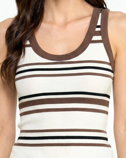 Fitted Racerback Tank Top – Multi Stripe Active Style