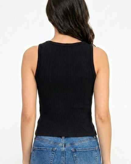 Fitted Tank Top – Rhinestone Detail Glam Style