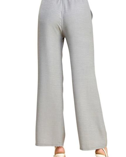 Silky Woven Wide Leg Pants – High Waist Draped Fit