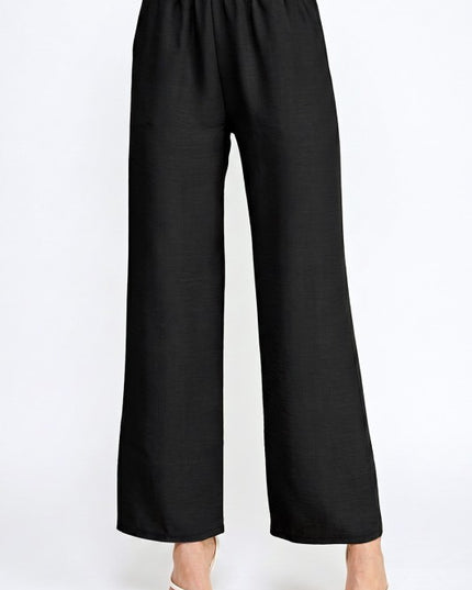 Plus Size Silky Woven Wide Leg Pants – High Waist Draped Fit
