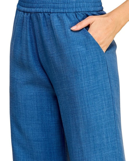 Silky Woven Wide Leg Pants – High Waist Draped Fit