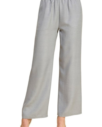 Plus Size Silky Woven Wide Leg Pants – High Waist Draped Fit