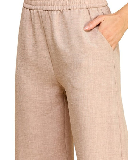 Plus Size Silky Woven Wide Leg Pants – High Waist Draped Fit