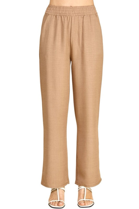 Plus Size Silky Woven Wide Leg Pants – High Waist Draped Fit