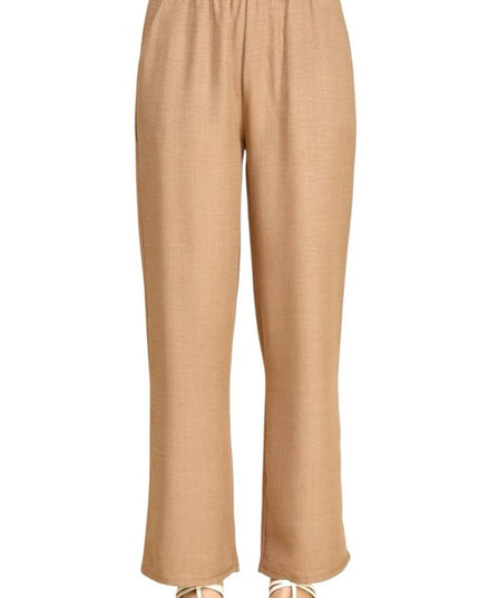 Plus Size Silky Woven Wide Leg Pants – High Waist Draped Fit