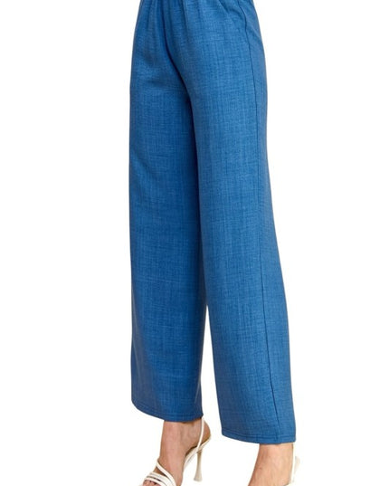 Plus Size Silky Woven Wide Leg Pants – High Waist Draped Fit