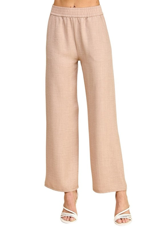 Plus Size Silky Woven Wide Leg Pants – High Waist Draped Fit