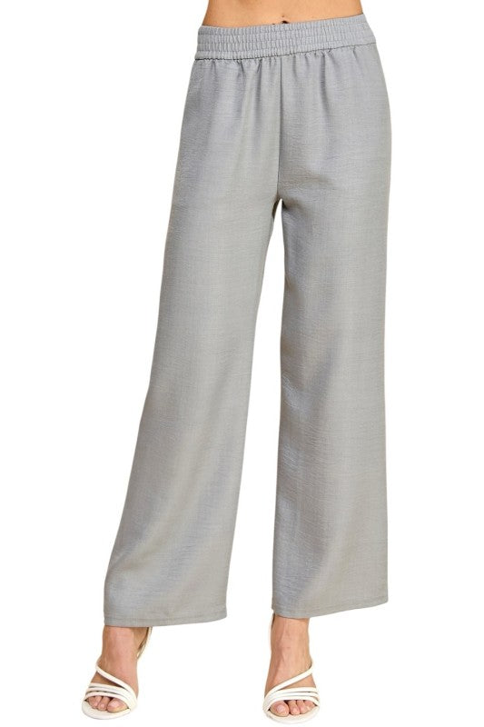 Silky Woven Wide Leg Pants – High Waist Draped Fit