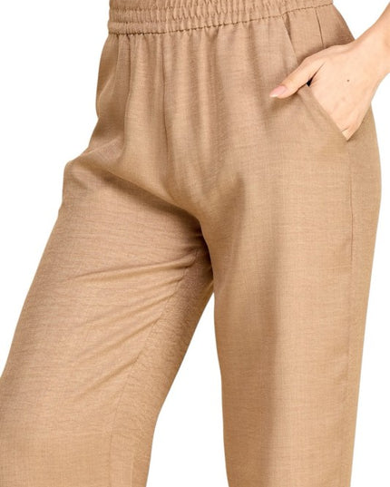 Silky Woven Wide Leg Pants – High Waist Draped Fit