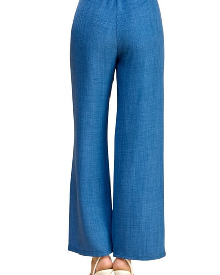 Plus Size Silky Woven Wide Leg Pants – High Waist Draped Fit