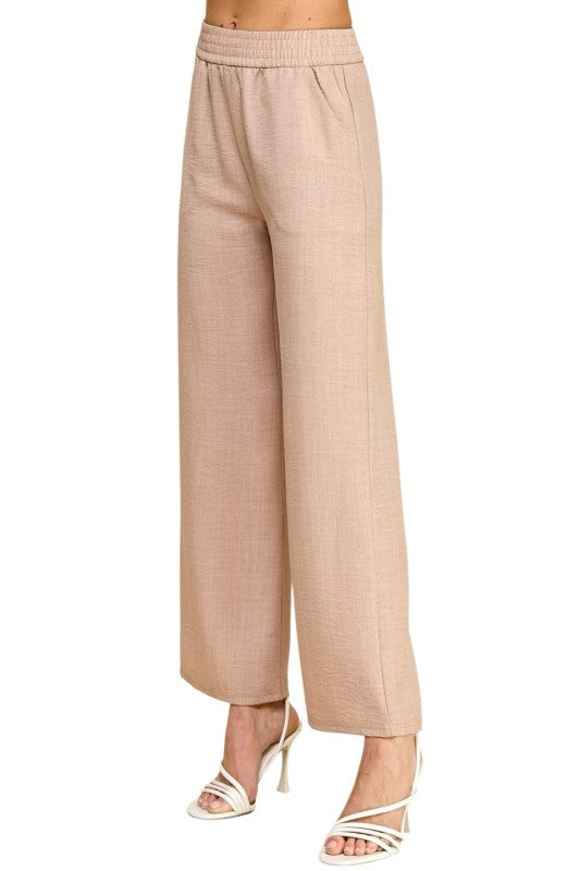 Plus Size Silky Woven Wide Leg Pants – High Waist Draped Fit