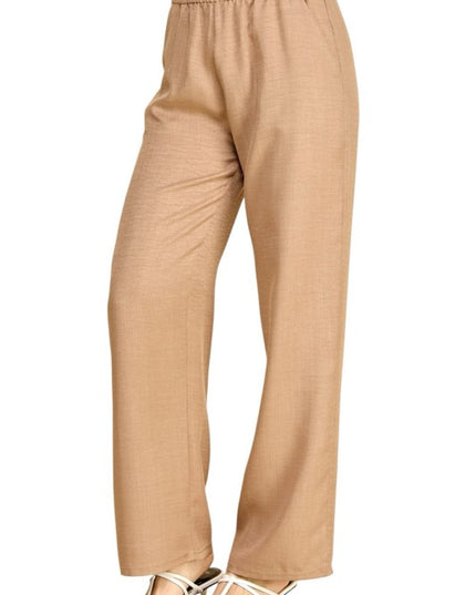 Plus Size Silky Woven Wide Leg Pants – High Waist Draped Fit