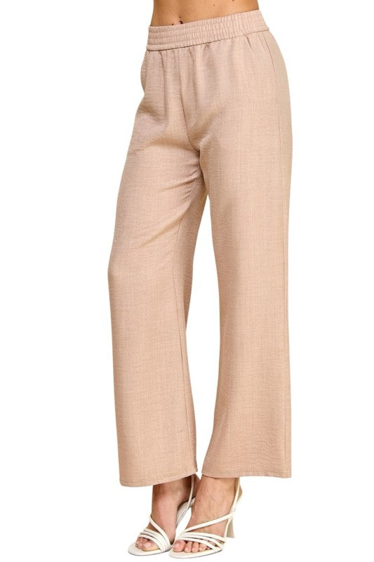 Silky Woven Wide Leg Pants – High Waist Draped Fit