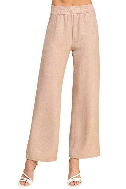 Silky Woven Wide Leg Pants – High Waist Draped Fit