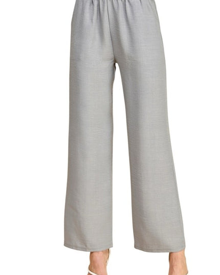 Plus Size Silky Woven Wide Leg Pants – High Waist Draped Fit