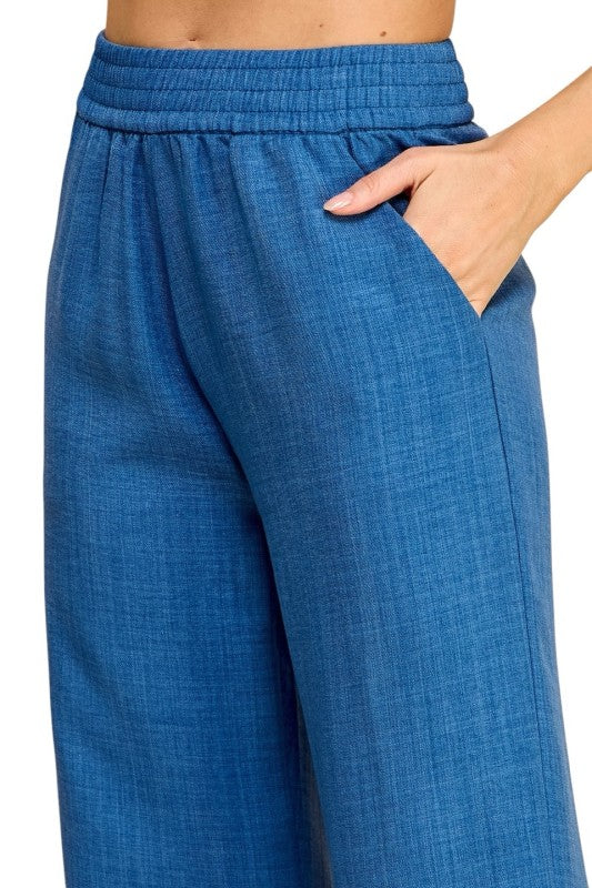 Plus Size Silky Woven Wide Leg Pants – High Waist Draped Fit