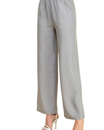 Silky Woven Wide Leg Pants – High Waist Draped Fit