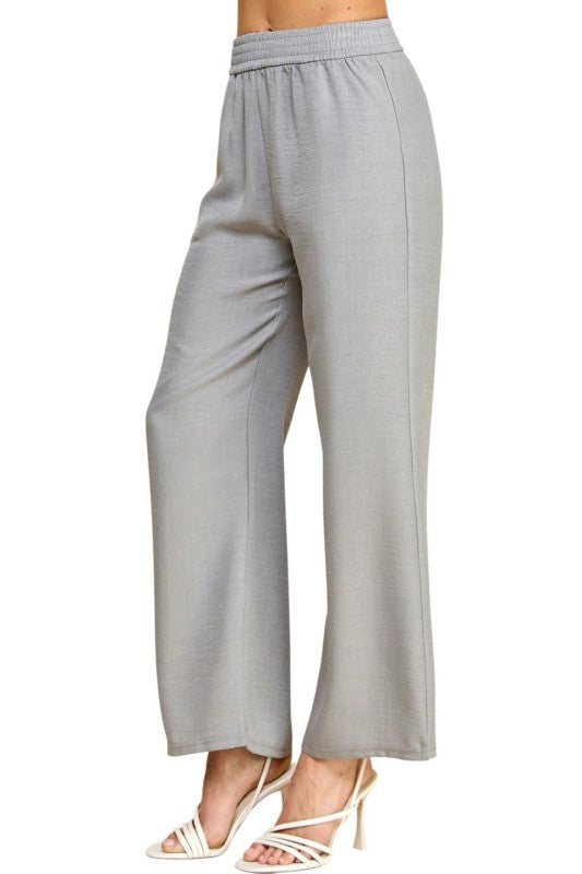 Silky Woven Wide Leg Pants – High Waist Draped Fit