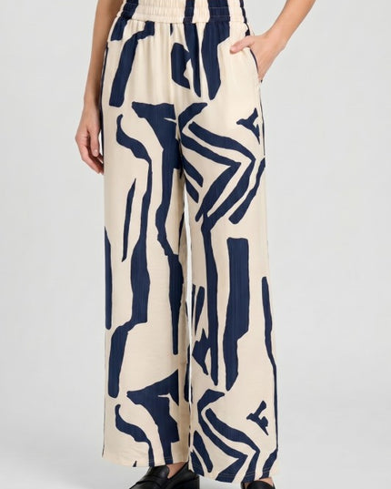 Wide Leg Pants – Unique Print Draped Style