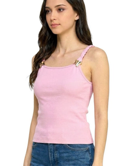 Fitted Tank Top – Hardware Accent Statement Style