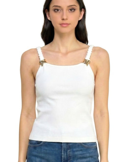 Fitted Tank Top – Hardware Accent Statement Style
