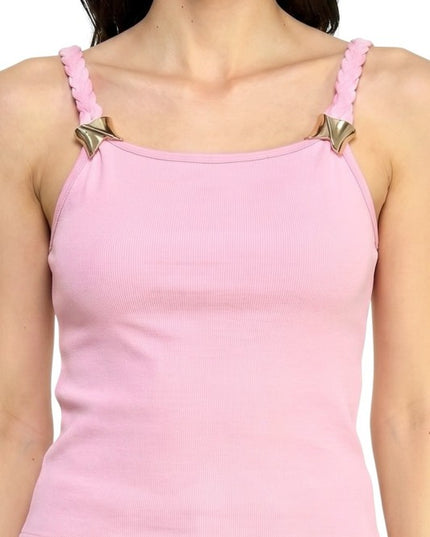Fitted Tank Top – Hardware Accent Statement Style
