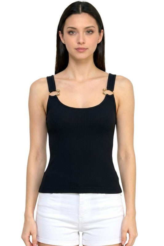 Hardware Accent Tank Top – Fitted Stretch Style