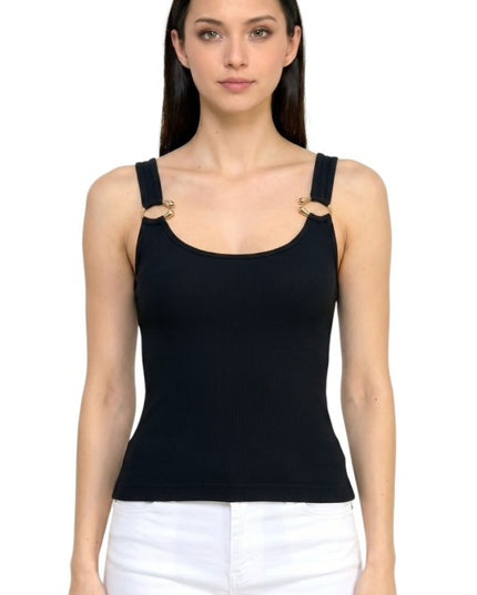 Hardware Accent Tank Top – Fitted Stretch Style