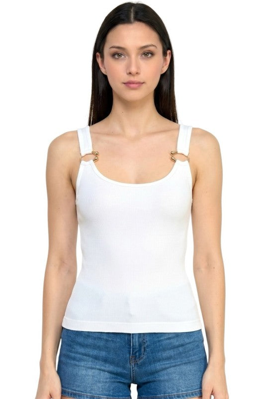 Hardware Accent Tank Top – Fitted Stretch Style